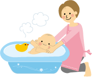 赤ちゃんの沐浴画像