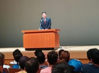 選手説明会での池田市長挨拶