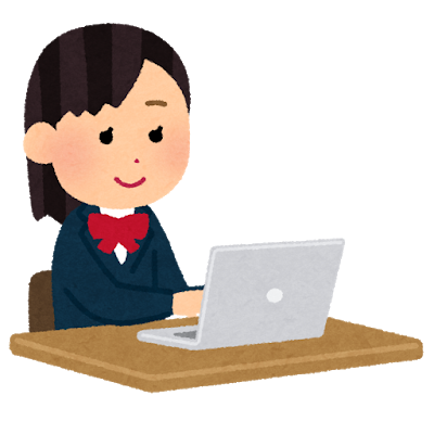 パソコンを操作する中学生のイラスト