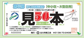 「中小店・大型店どちらでも使える」応援券(緑色)