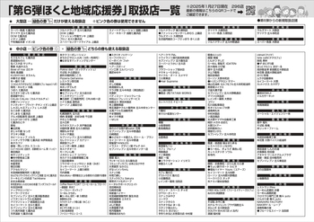 ほくと地域応援券(第6弾)同封チラシ_取扱店一覧(2025年1月27日現在)