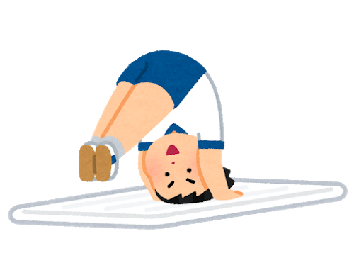 マット運動する子どものイラスト