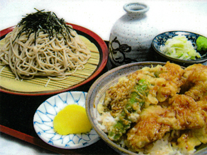 ミニ真いか天丼とそばのセット