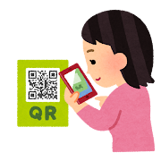 QRコードを読み取る人の絵